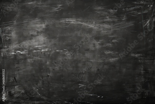 Chalk traces on blackboard - very wide, indistinguishable, close - up texture, black and white, scratches and smudges.