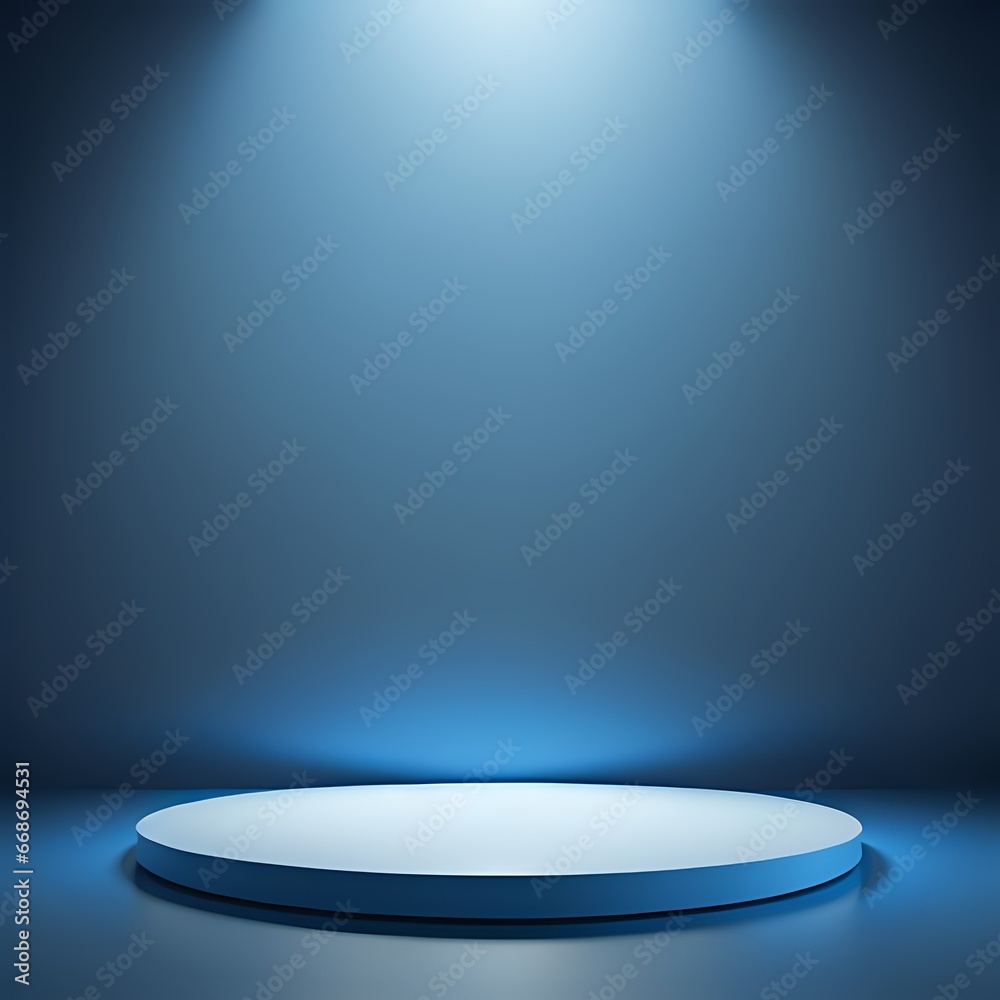 Blue cylinder podium pedestal product display platform with white color background Blue cylinder podium pedestal product display platform with white color background