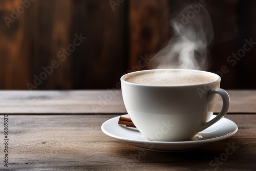 Earl Grey Latte (London Fog) Nestled on a Rustic Table, Bathed in the Gentle Glow of Dawn