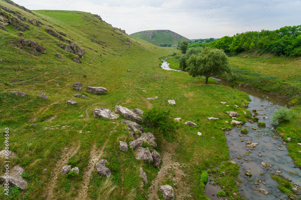 Obraz premium Hilly valley. Background with selective focus and copy space