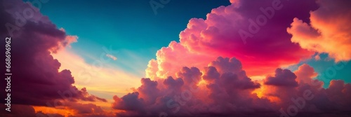 Beautiful colorful clouds banner. Abstract colorful sky background.