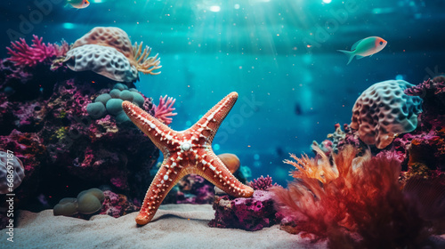 starfish and coral reef under the sea