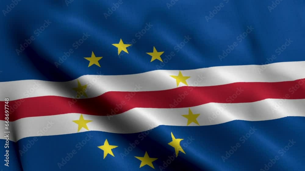 Cabo Verde Flag. Waving Fabric Satin Texture of the Flag Cape Verde 3D illustration. Real Texture Flag of the Republic of Cabo Verde 4K Video Cabo Verde Flag. Waving Fabric Satin Texture of the Flag Cape Verde 3D illustration. Real Texture Flag of the Republic of Cabo Verde 4K Video