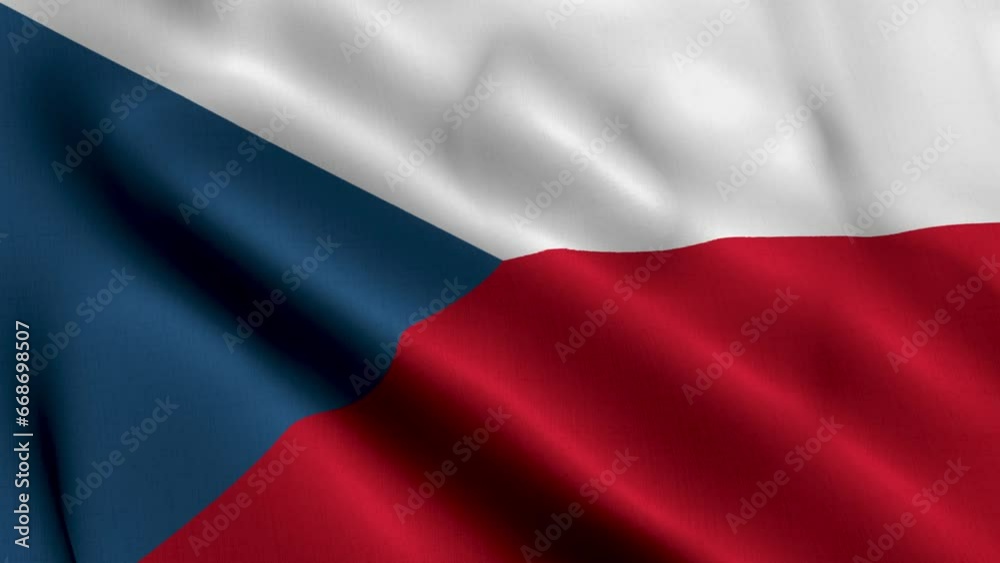 Czechia Flag. Waving Fabric Satin Texture of the Flag of Czechia 3D illustration. Real Texture Flag of the Czechia 4K Video Czechia Flag. Waving Fabric Satin Texture of the Flag of Czechia 3D illustration. Real Texture Flag of the Czechia 4K Video