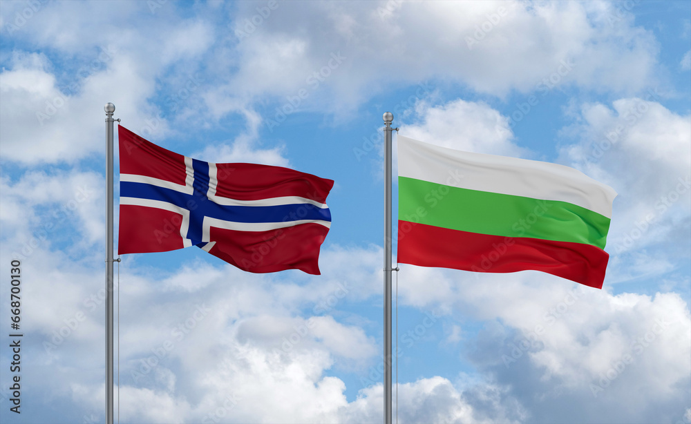 Bulgaria and Norway flags, country relationship concept Bulgaria and Norway flags, country relationship concept