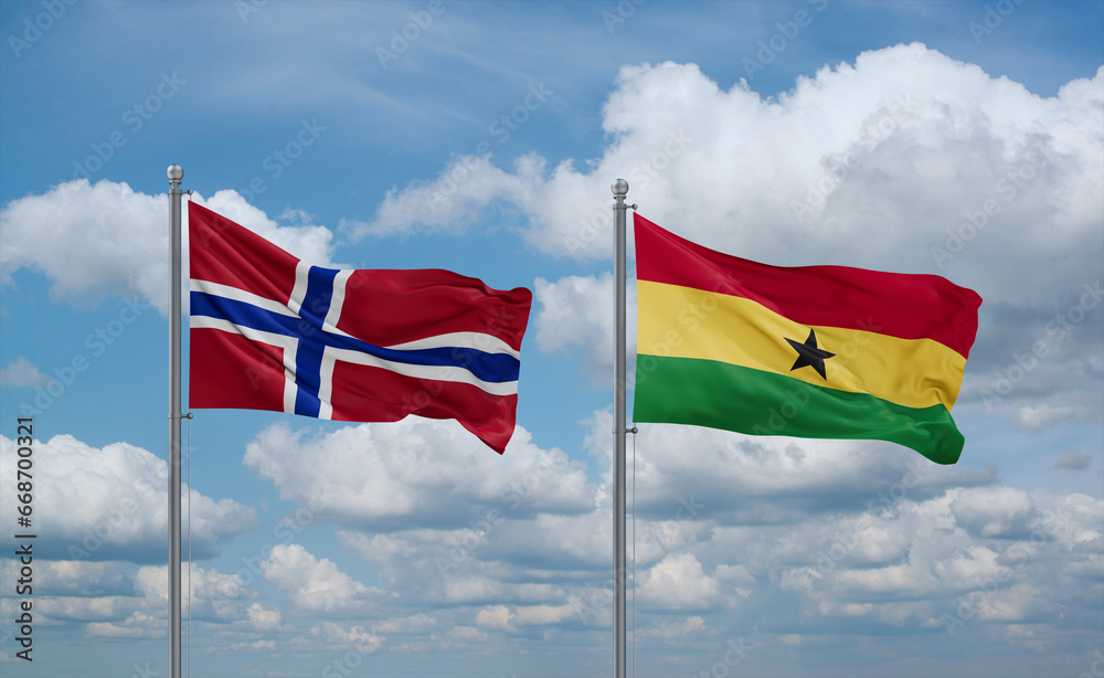 Ghana and Norway flags, country relationship concept Ghana and Norway flags, country relationship concept