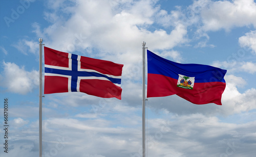 Free Download Haiti and Norway flags, country relationship concept - GFXLoad