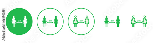 Social distancing icon set. social distance icon. self quarantine sign