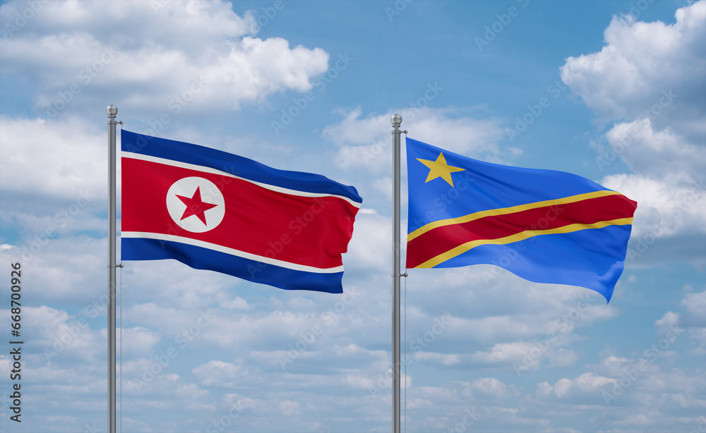 Congo and North Korea flags, country relationship concept Congo and North Korea flags, country relationship concept