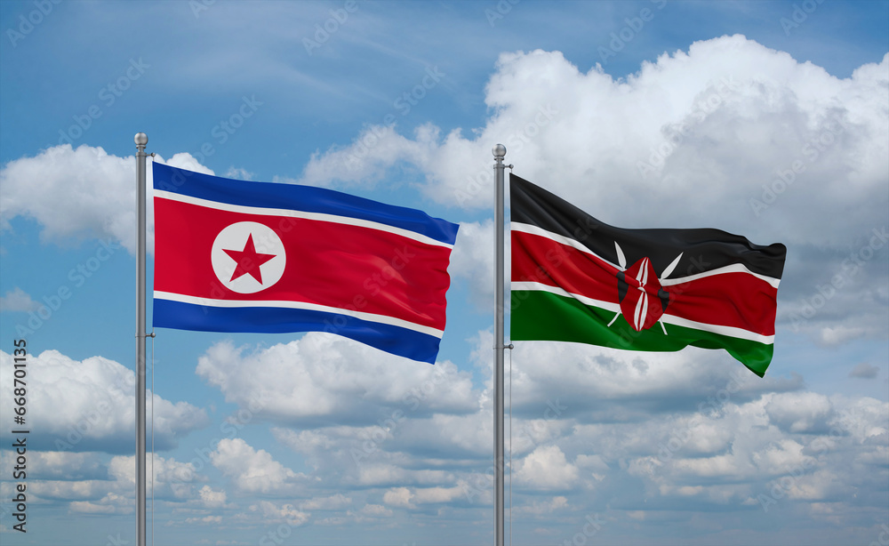 Kenya and North Korea flags, country relationship concept Kenya and North Korea flags, country relationship concept