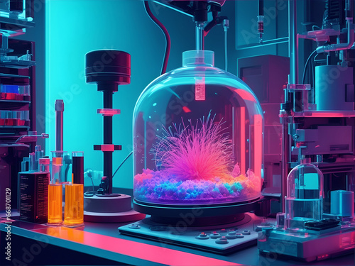 Cyberpunk-Style Laboratory AI generated photo