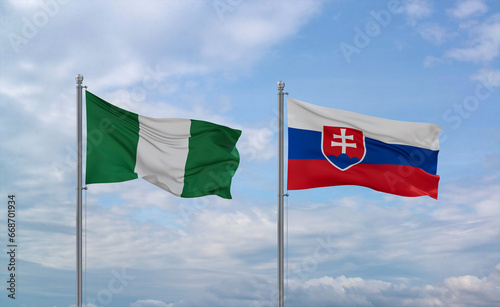 Canvas Print Slovakia and Nigeria flags, country relationship concept