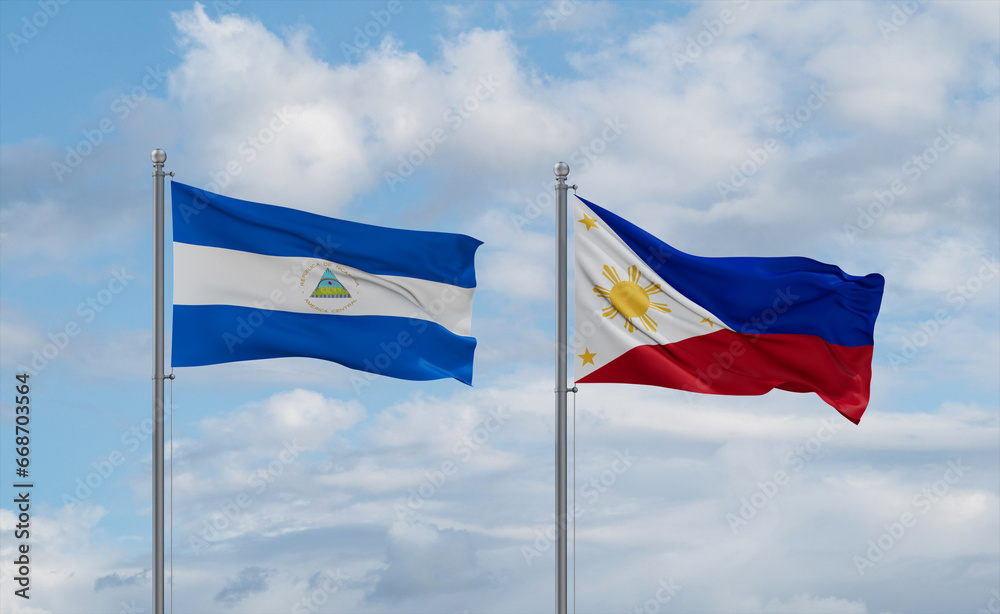 Philippines and Nicaragua flags, country relationship concept Philippines and Nicaragua flags, country relationship concept