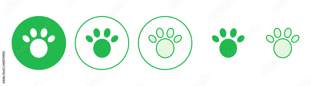 Paw icon set. paw print icon vector. dog or cat paw Paw icon set. paw print icon vector. dog or cat paw