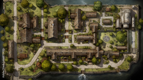 DnD Map Medieval Village From Above 