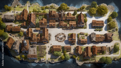 DnD Map Medieval Village from Above