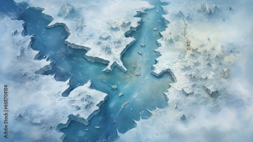 DnD Map "Arctic Frozen Lake Aerial View"