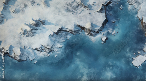 DnD Map Frozen Arctic Lake - Aerial