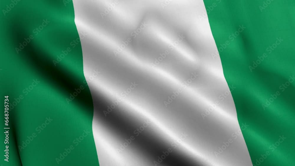 Nigeria Flag. Waving Fabric Satin Texture Flag of Nigeria 3D illustration. Real Texture Flag of the Federal Republic of Nigeria 4K Video Nigeria Flag. Waving Fabric Satin Texture Flag of Nigeria 3D illustration. Real Texture Flag of the Federal Republic of Nigeria 4K Video