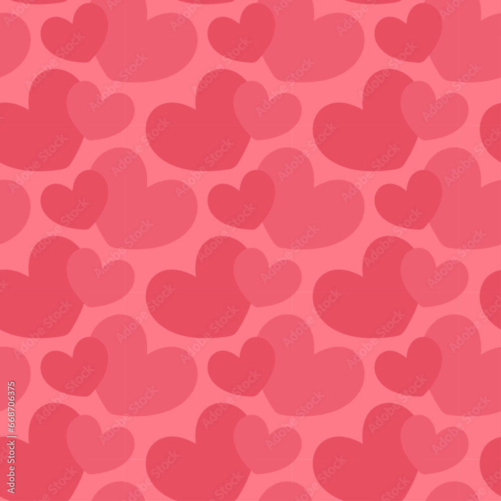 Simple vector pattern with hearts in red color. Can be used for Valentine's Day frapping