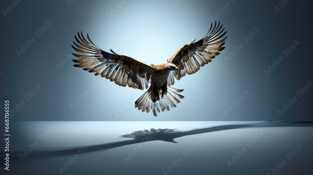 Obraz premium Studio shot of golden eagle in mid flight