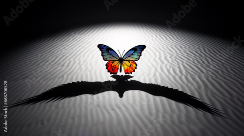 Follow your dreams, Aspirations and ambitions concept  with butterfly casting an eagle shadow photo