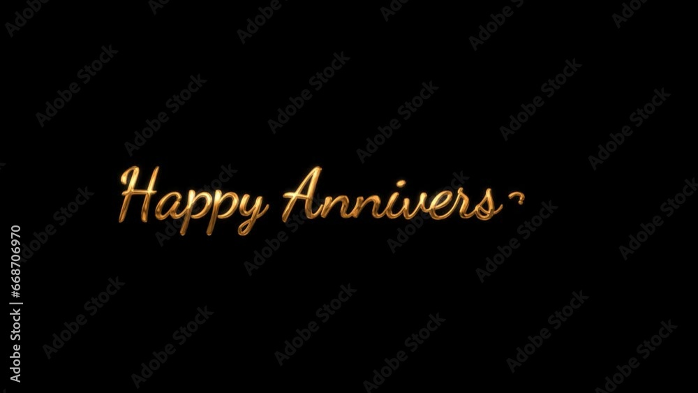 Happy anniversary lettering animation Luxurious cinematic gold animation happy anniversary text in 3d Handwritten Animation
