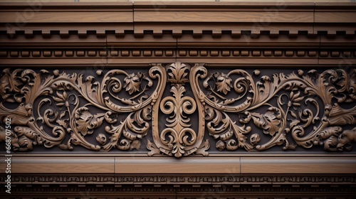 Ornately Carved Details on Classical Buildings with Detailed Foliage