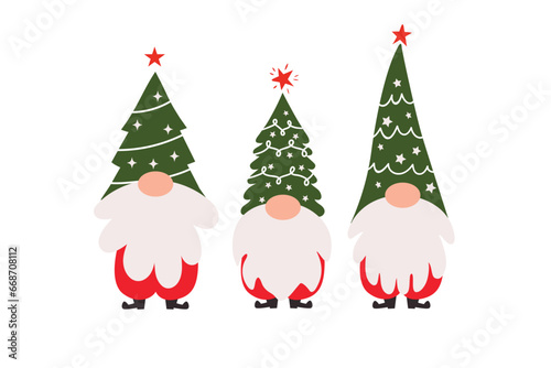 Christmas Gnomes in holiday hats vector