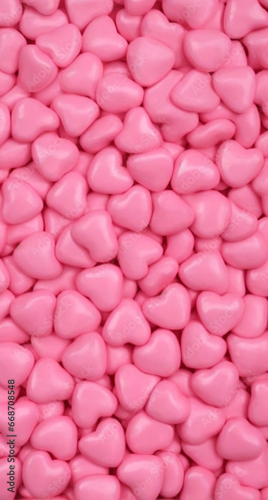 Pink decorative sugar hearts.