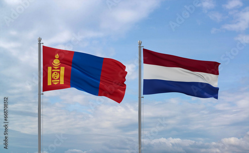 Free Download Netherlands and Mongolia flags, country relationship concept - GFXLoad