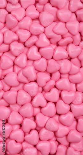 Pink decorative sugar hearts.