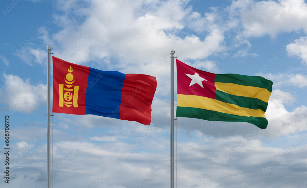 Togo and Mongolia flags, country relationship concept Togo and Mongolia flags, country relationship concept