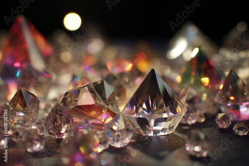 close up of beautiful shiny diamond crystals