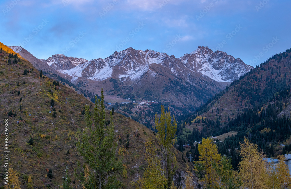 Autumn landscape in the mountains not far from Almaty.