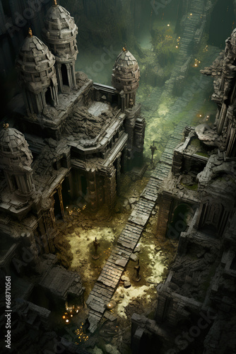 DnD Map Castle from Above in Ruins © Fox