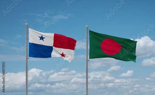 Bangladesh and Panama flags, country relationship concept