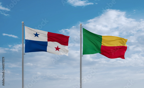 Benin and Panama flags, country relationship concept