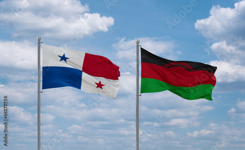 Malawi and Panama flags, country relationship concept