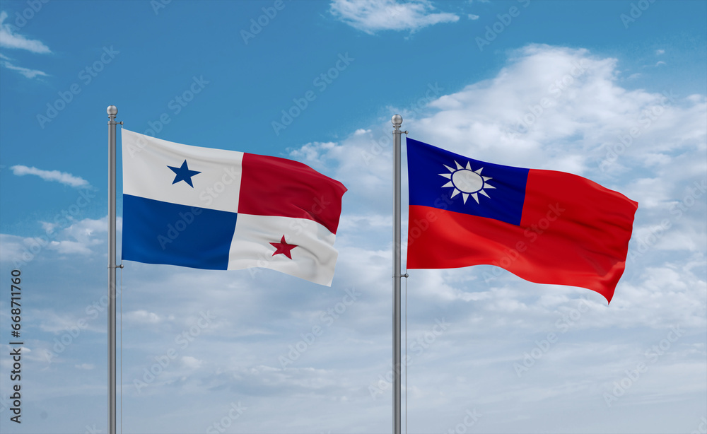 Taiwan and Panama flags, country relationship concept Taiwan and Panama flags, country relationship concept