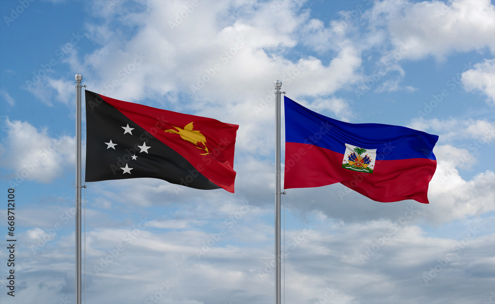 Haiti and Papua New Guinea flags, country relationship concept Haiti and Papua New Guinea flags, country relationship concept