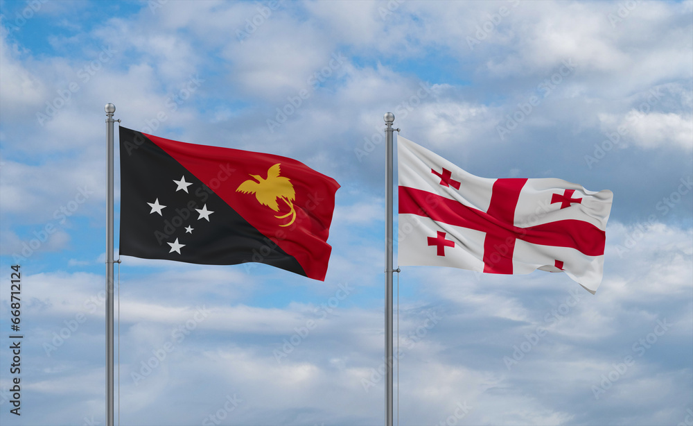 Georgia and Papua New Guinea flags, country relationship concept Georgia and Papua New Guinea flags, country relationship concept