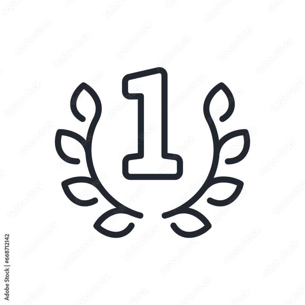 First place laurel award editable stroke outline icon isolated on white background flat vector illustration. Pixel perfect. 64 x 64. First place laurel award editable stroke outline icon isolated on white background flat vector illustration. Pixel perfect. 64 x 64.