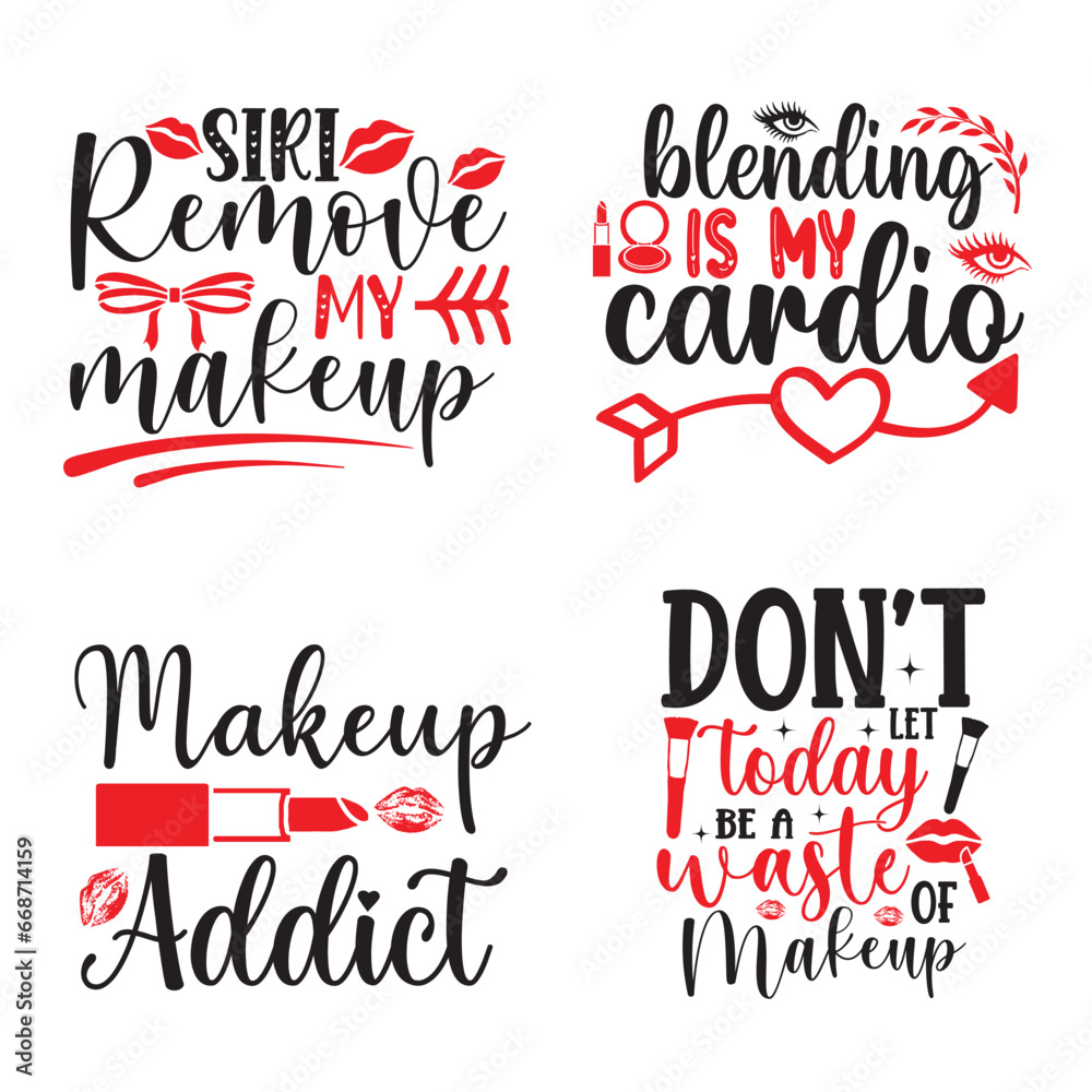 Fototapeta premium Makeup Svg Bundle, Lipstick Svg, Mascara Svg, Nail Polish Svg, Makeup Brush