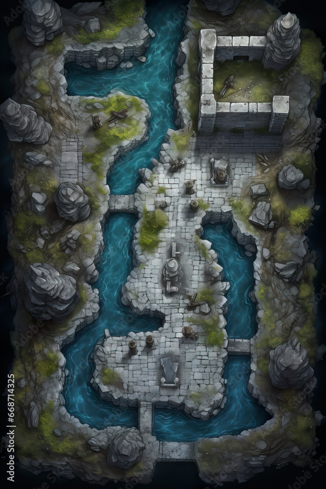 DnD Map Lakebound Keep - Stone Battlements