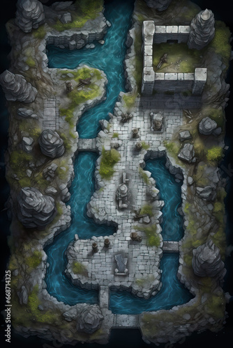 DnD Map Lakebound Keep - Stone Battlements