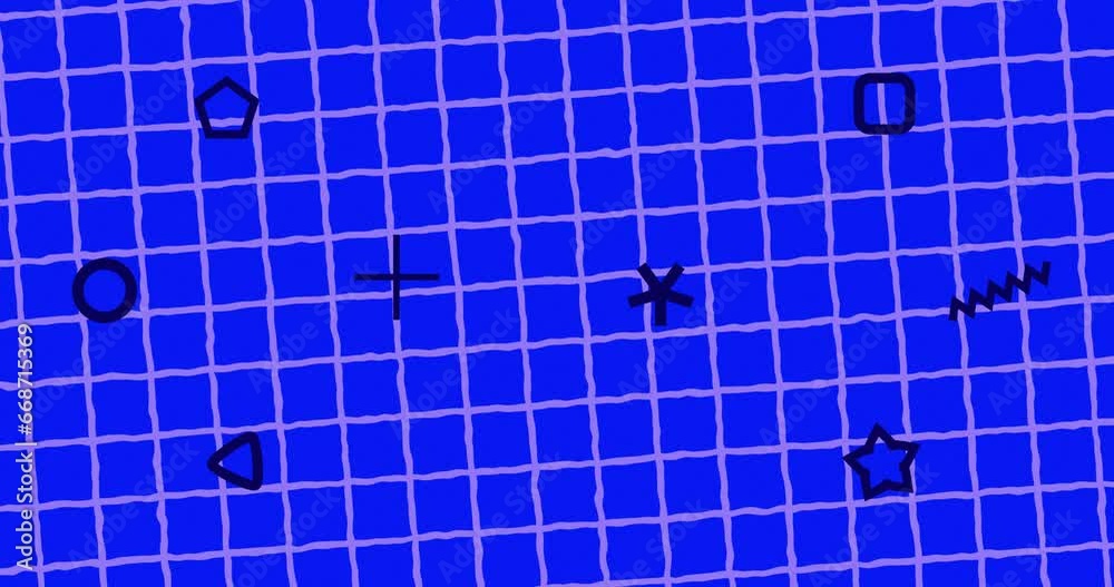 Grid lines stop motion animation background with different geometrical ...