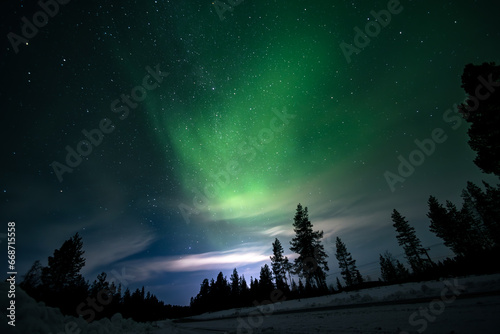 Photography Magnifique aurore boréale dans le ciel de la laponie en suède région kiruna au d
