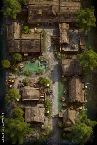 DnD Map Wood Elf Village: Aerial Perspective