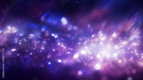 Purple glitter glow particle bokeh background. Festive celebration wallpaper concept